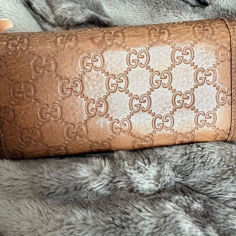 Gucci Tan/Brown GG-Embossed Leather Continental Wallet with Gold Logo - Picture 2 of 9